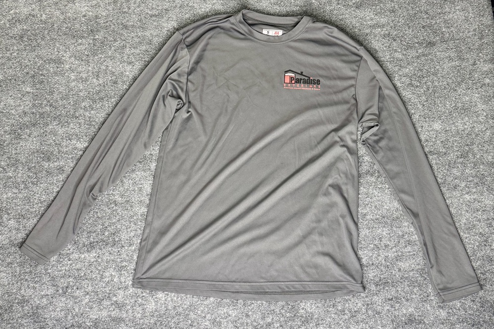 Paradise Exteriors A4 Shirt Mens Small Gray Long Sleeve Performance Tee